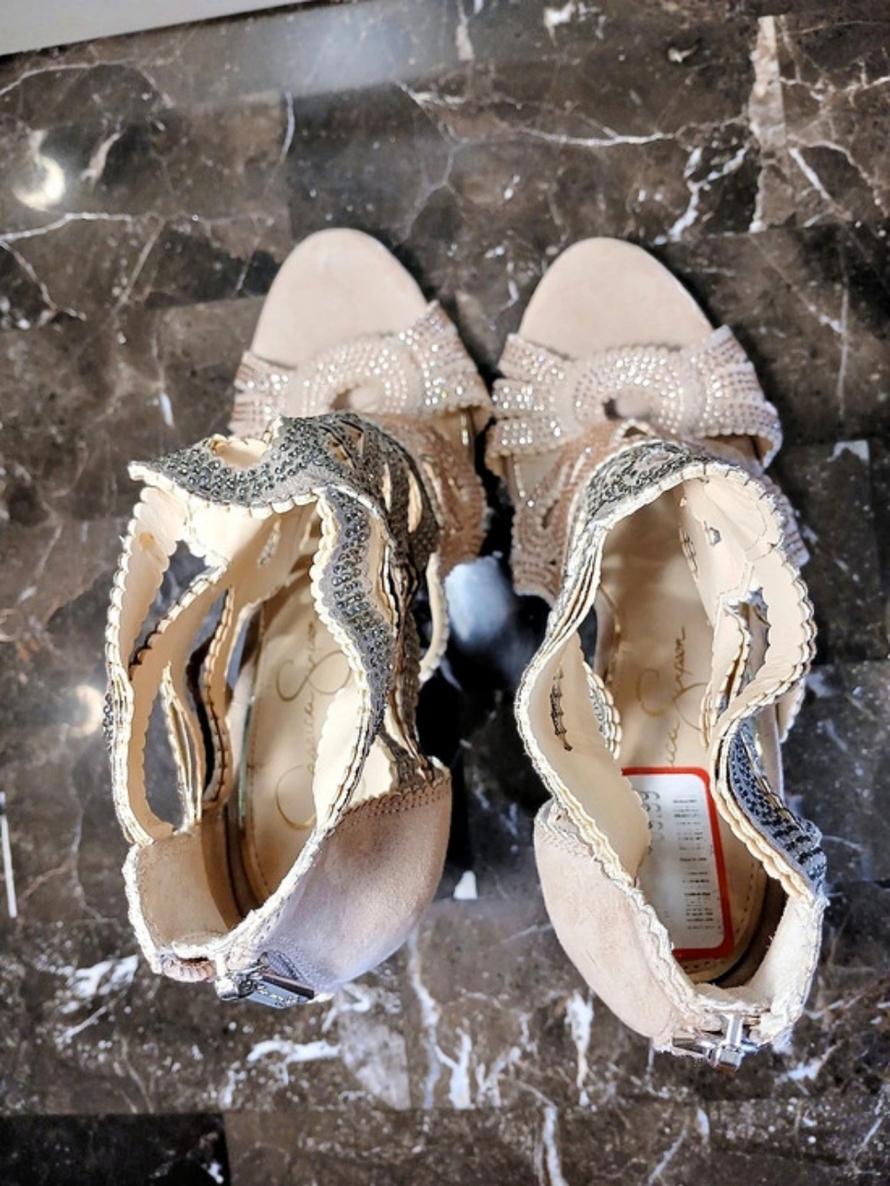 Jessica Simpson Embellished High Heel Sandals in Pink & Silver - Picture 14 of 15